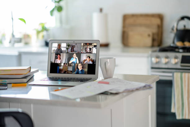 istock Distance learning from home on video conference call 1315093828