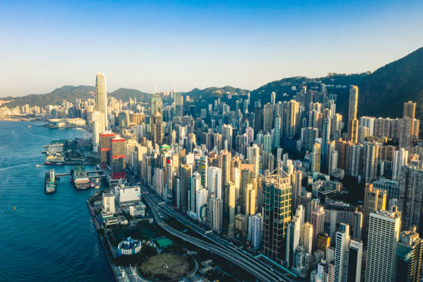 istock Hong Kong Cityscape view from sky 1315098831