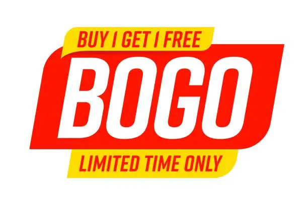 Vector illustration of Bogo badge template with buy one get one limited time offer