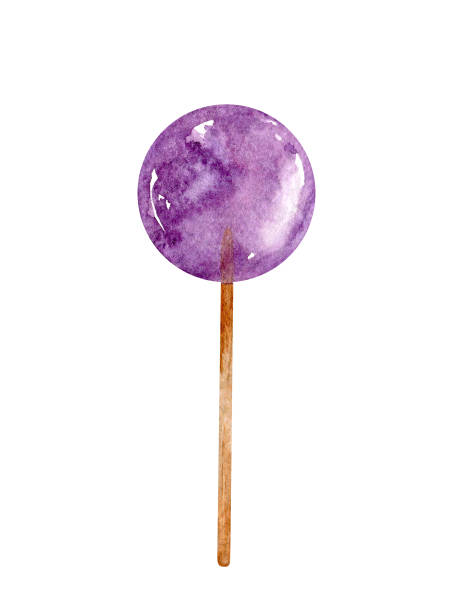 istock Watercolor purple lollipop isolated on white background 1315100216