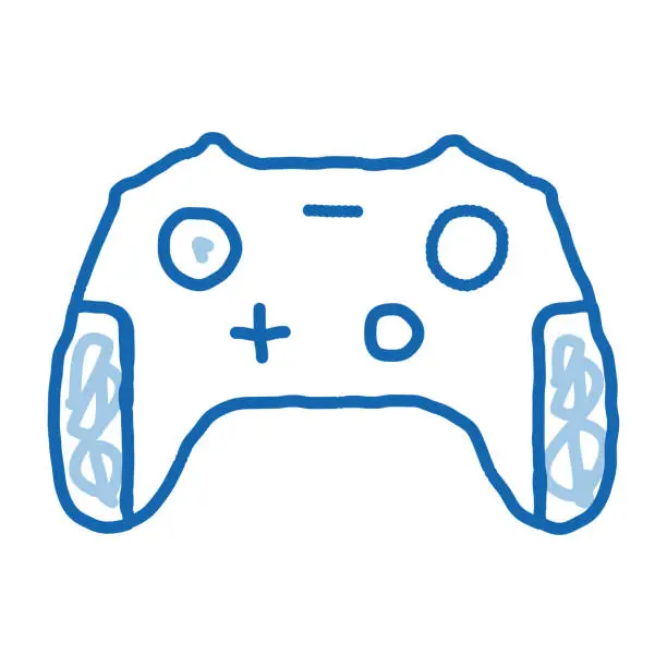 Vector illustration of Interactive Kids Video Games Gamepad doodle icon hand drawn illustration