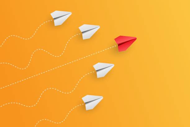 istock Individual red leader paper plane lead other. Business and leadership concept. Vector 1315104712