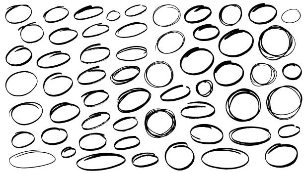 lingkaran penanda cat hitam - permanent marker ilustrasi stok