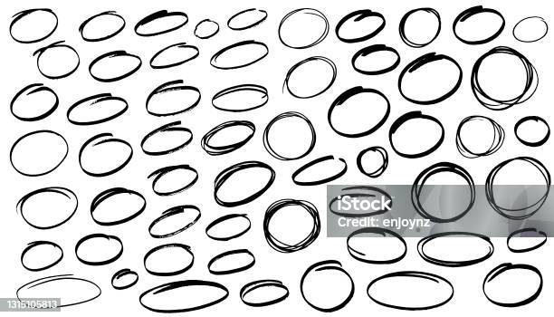 Cerchi Pennarelli Di Vernice Nera - Immagini vettoriali stock e altre immagini di Cerchio - Cerchio, Disegno, Spazzolare