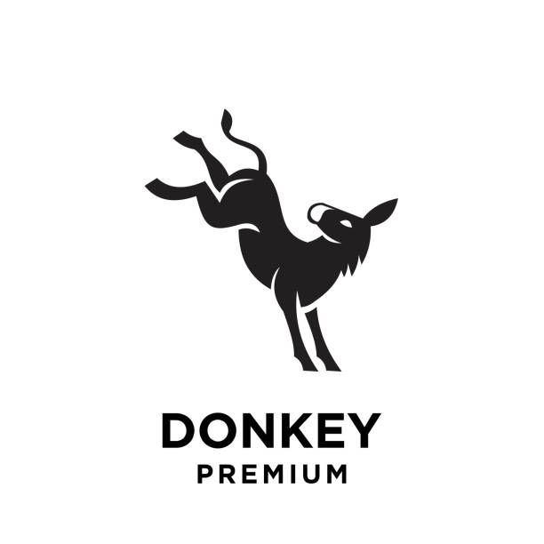 simple black Donkey vector simple black Donkey vector logo icon template character illustration design isolated background kicking illustrations stock illustrations