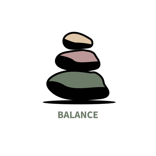 Balance icon. Harmony symbol. Stack of stones. Buddhism concept Balance icon. Harmony symbol. Stack of stones. Buddhism concept. Meditation sign. Vector minimal illustration cairn stock illustrations