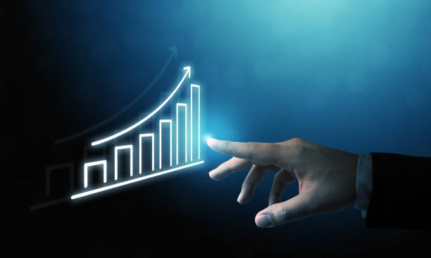istock Business development to success and growing growth concept. Businessman pointing graph and arrow increase 1315109149