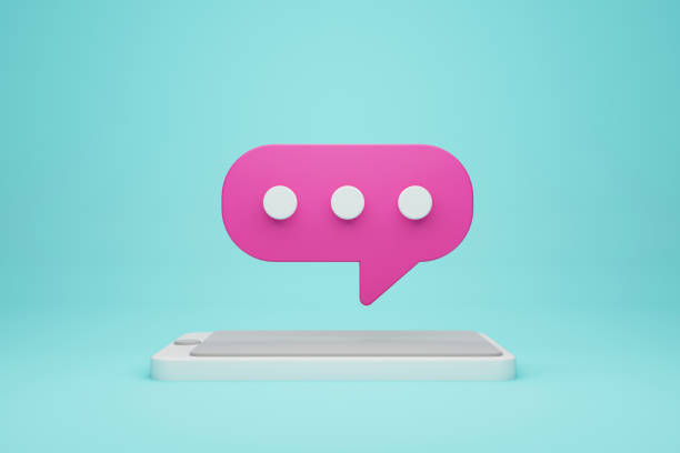 istock Mobile smartphone and chat icon. Online live chat chatting on application communication digital media website and social network. 3d illustration 1315109759