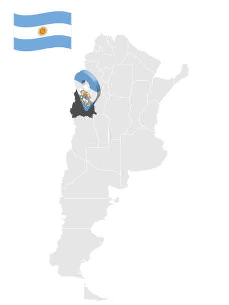 lage der provinz san juan auf der karte argentinien. 3d-standortschild ähnlich der flagge von san juan. qualitätskarte mit provinzen von argentinien für ihr design. eps10 - puerto rico map vector road stock-grafiken, -clipart, -cartoons und -symbole