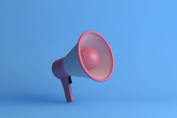 istock 3D Pink Megaphone on Blue Background 1315111974