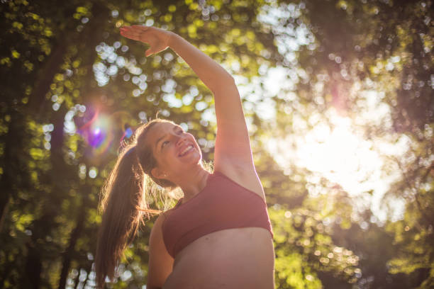 istock Pregnant woman working exercise outside. 1315112210