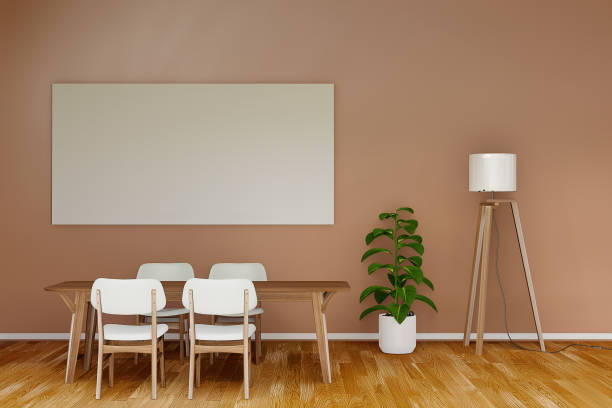 istock modern interior of beige room with table and chairs, home office ideas 3D rendering 1315112244