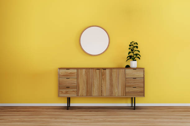 istock yellow room interior with wooden cabinet 3d rendering 1315112375