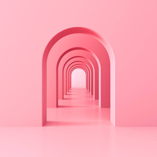 istock Pink arch hallway corridor abstract background minimal conceptual 1315117668
