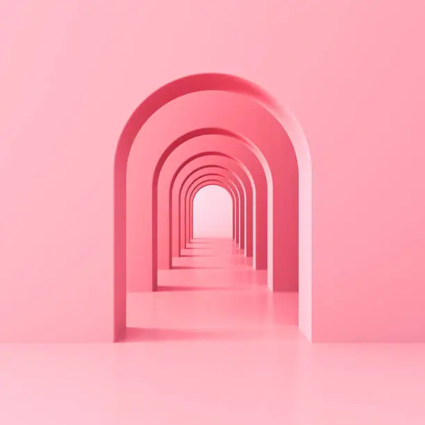 Photo of Pink arch hallway corridor abstract background minimal conceptual