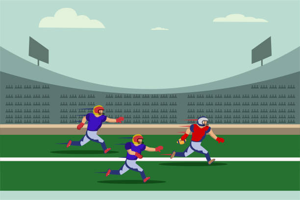 amerykański piłkarz swoim rywalem - football player football american football stadium american football stock illustrations