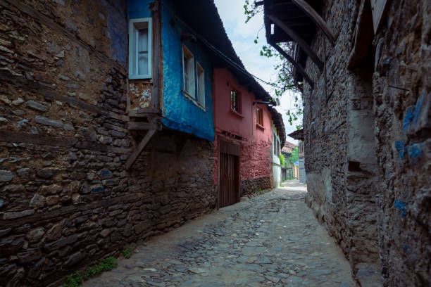 istock empty street with stone walls 1315124179
