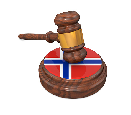 Norway Law Concept - Norwegian Flag Judge's Gavel