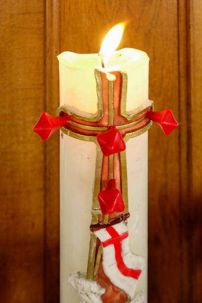 Easter candle in Benediktbeuern Monastery, Upper Bavaria, Bavaria, Germany