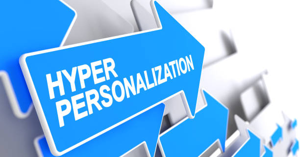 Hyper Personalization - Label on Blue Pointer. 3D. Hyper Personalization - Blue Pointer with a Label Indicates the Direction of Movement. Hyper Personalization, Message on Blue Cursor. 3D Illustration. customized data stock pictures, royalty-free photos & images
