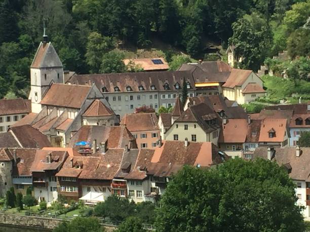 istock Suisse - saint ursanne- aerial view 1315139965