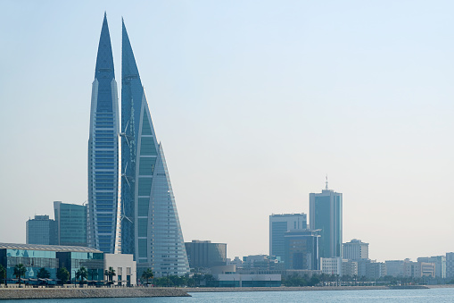 Bahrain Bay with The Iconic Bahrain World Trade Center or BWTC Building, Manama, Bahrain