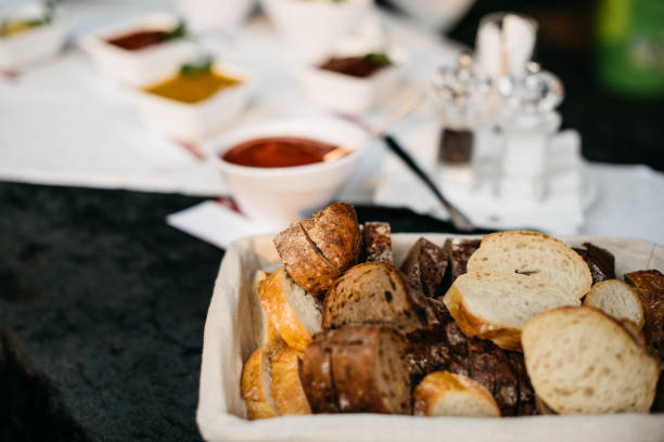 istock Variety of bread and sauces on a buffet 1315146057