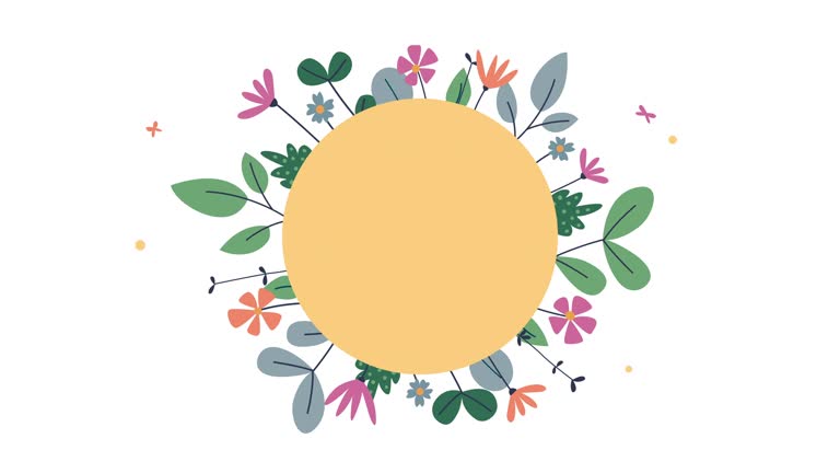 Summer flower frame animation with copy space