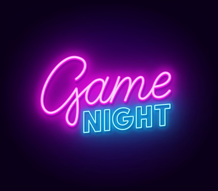 Game night neon sign on dark background .