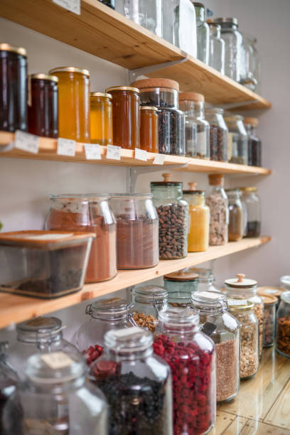istock Organic Bulk Products On Shelves In Zero Waste Shop 1315151568
