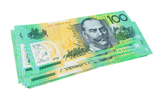 Australian Dollars isolated on white