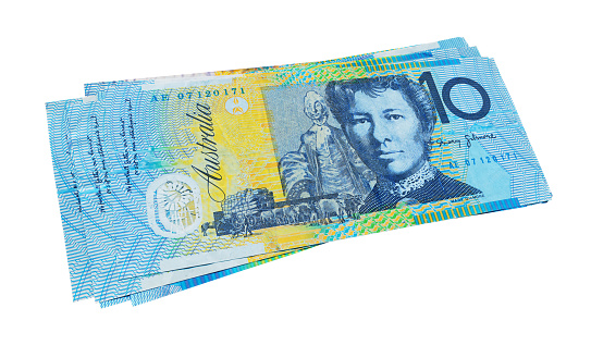 Australian 10 dollars notes background