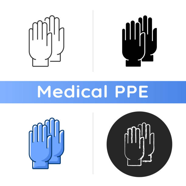 ilustraciones, imágenes clip art, dibujos animados e iconos de stock de icono de guantes médicos - glove