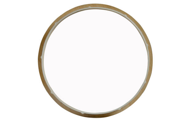 istock Round white canvas in wooden frame. Isolated object on white background. 1315155010