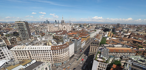 Milan, Italy - Circa April 2016: Aerial view of the city