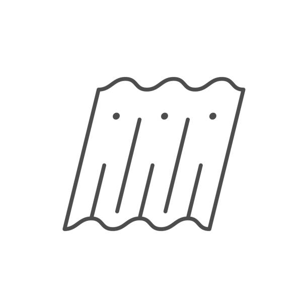 Wavy roof slate line icon Wavy roof slate line icon isolated on white. Vector illustration corrugated roofing stock illustrations
