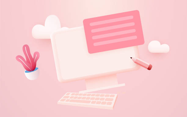 Pink Computer Artwork 1,500+ Pink Desktop Computer Illustrations, Royalty-Free Vector ...