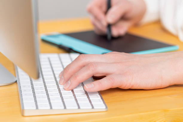 istock Hand of graphic designer working with stilus and tablet 1315167754