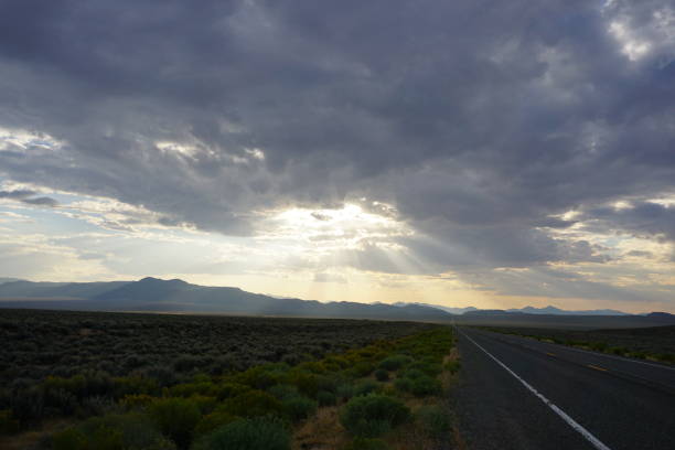 istock Lonely desert highway in the evening 1315169257