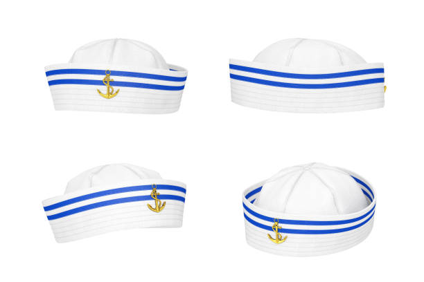 istock Marine Sailor Hat with Golden Anchor Emblem. 3d Rendering 1315170313