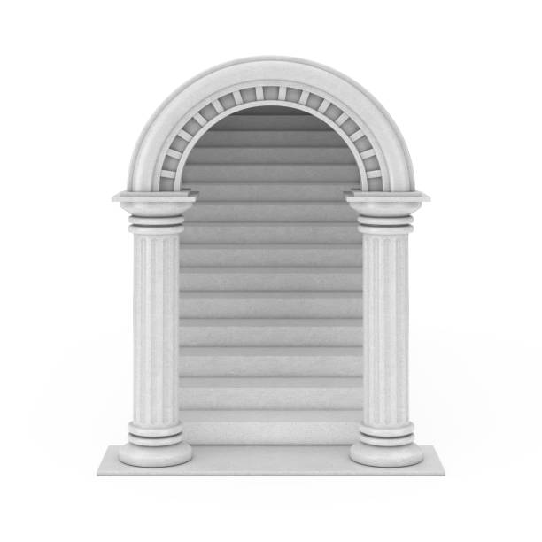 istock Entrance Classic Ancient Greek Column Arc with Concrete Stairs. 3d Rendering 1315170395