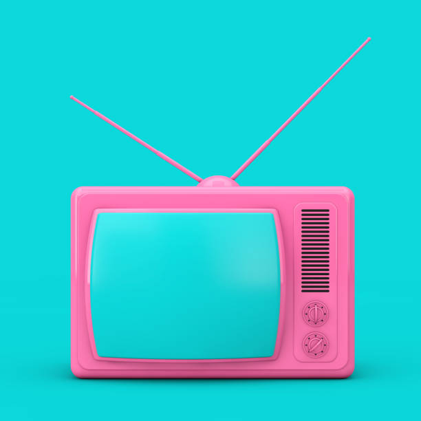 istock Pink Classic Vintage TV in Duotone Style. 3d Rendering 1315170632