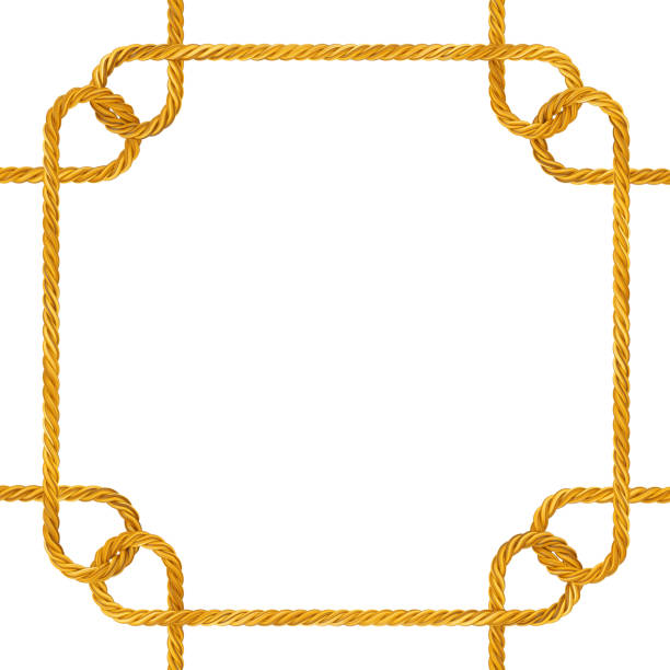 istock Yellow Golden Rope Knot Frame with Blank Space for Your Design. 3d Rendering 1315170899