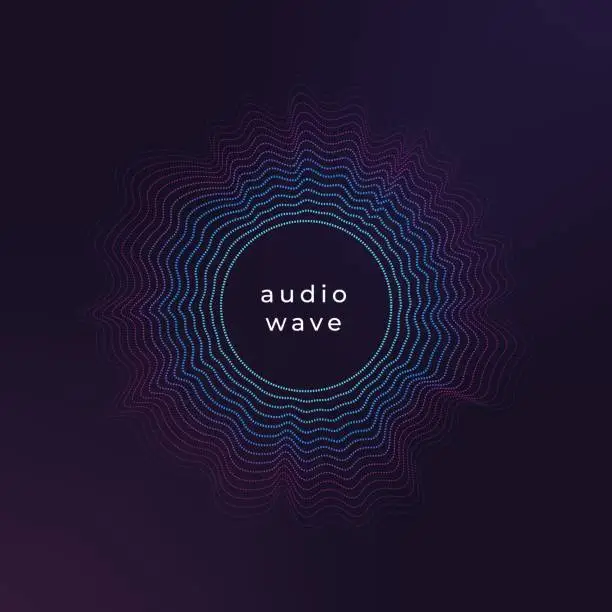 Vector illustration of Sound circle wave. Abstract music ripple, audio amplitude waves flux vector background