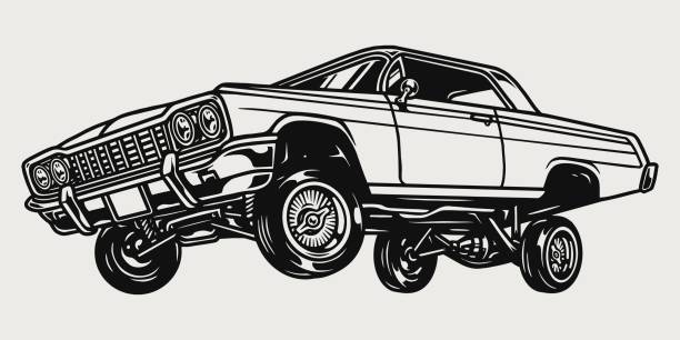 пользовательские lowrider ретро автомобиль старинные концепции - low rider stock illustrations