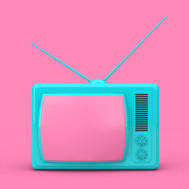 istock Blue Classic Vintage TV in Duotone Style. 3d Rendering 1315179875