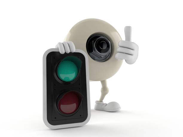 istock Skateboard wheel character with green light 1315180525
