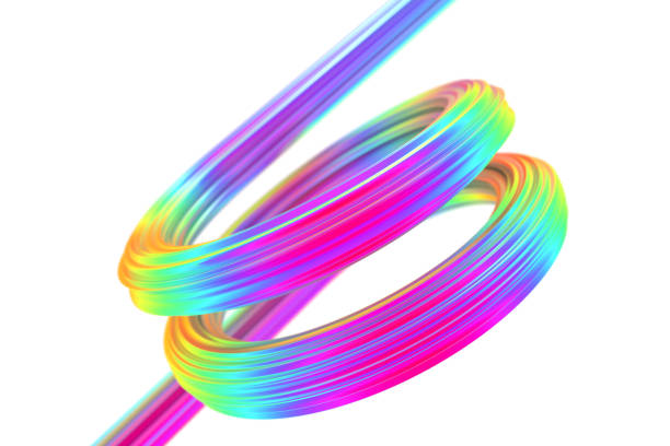 istock Abstract twisted band with rainbow colors in front of white background. 1315192374