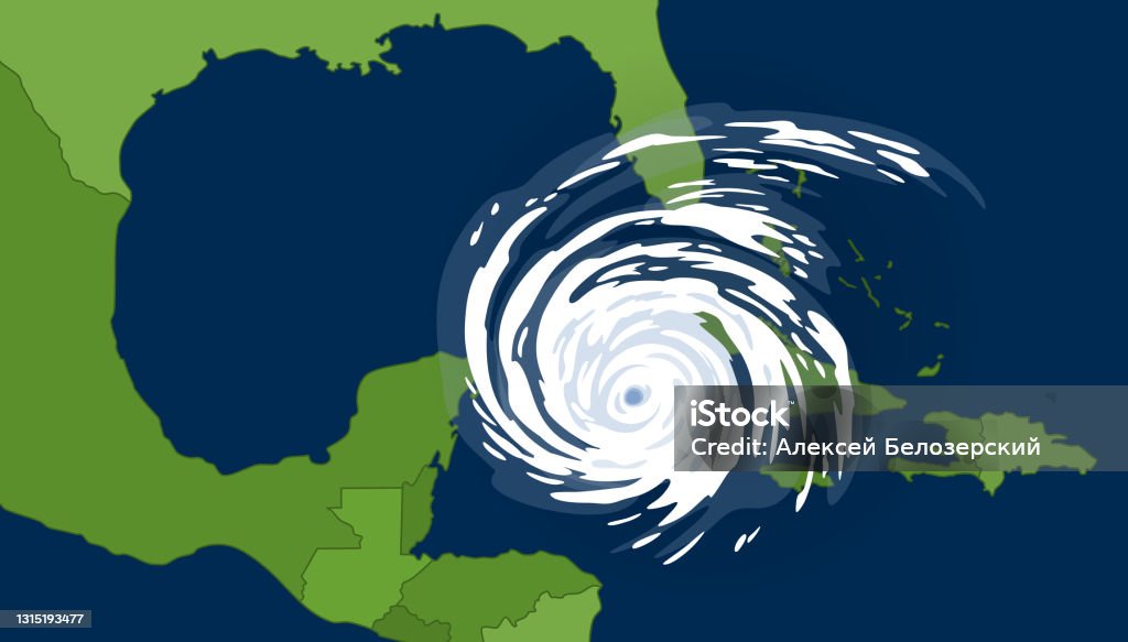 Cyklon tropikalny w zatoce meksykańskiej - Grafika wektorowa royalty-free (Huragan)