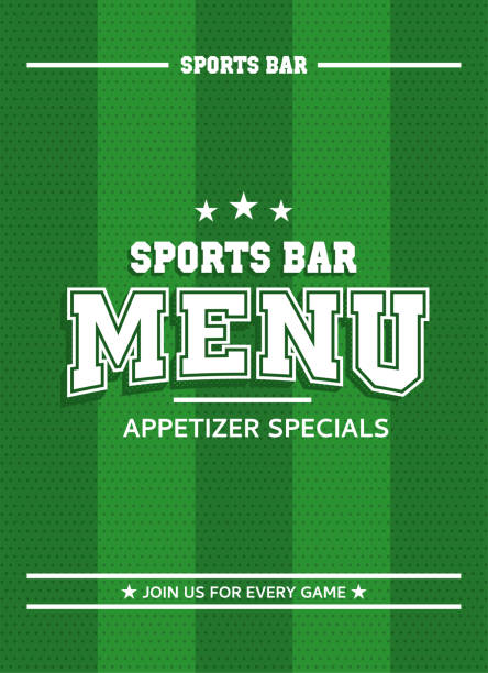 illustrazioni stock, clip art, cartoni animati e icone di tendenza di menù bar sportivo verde - avvenimento sportivo